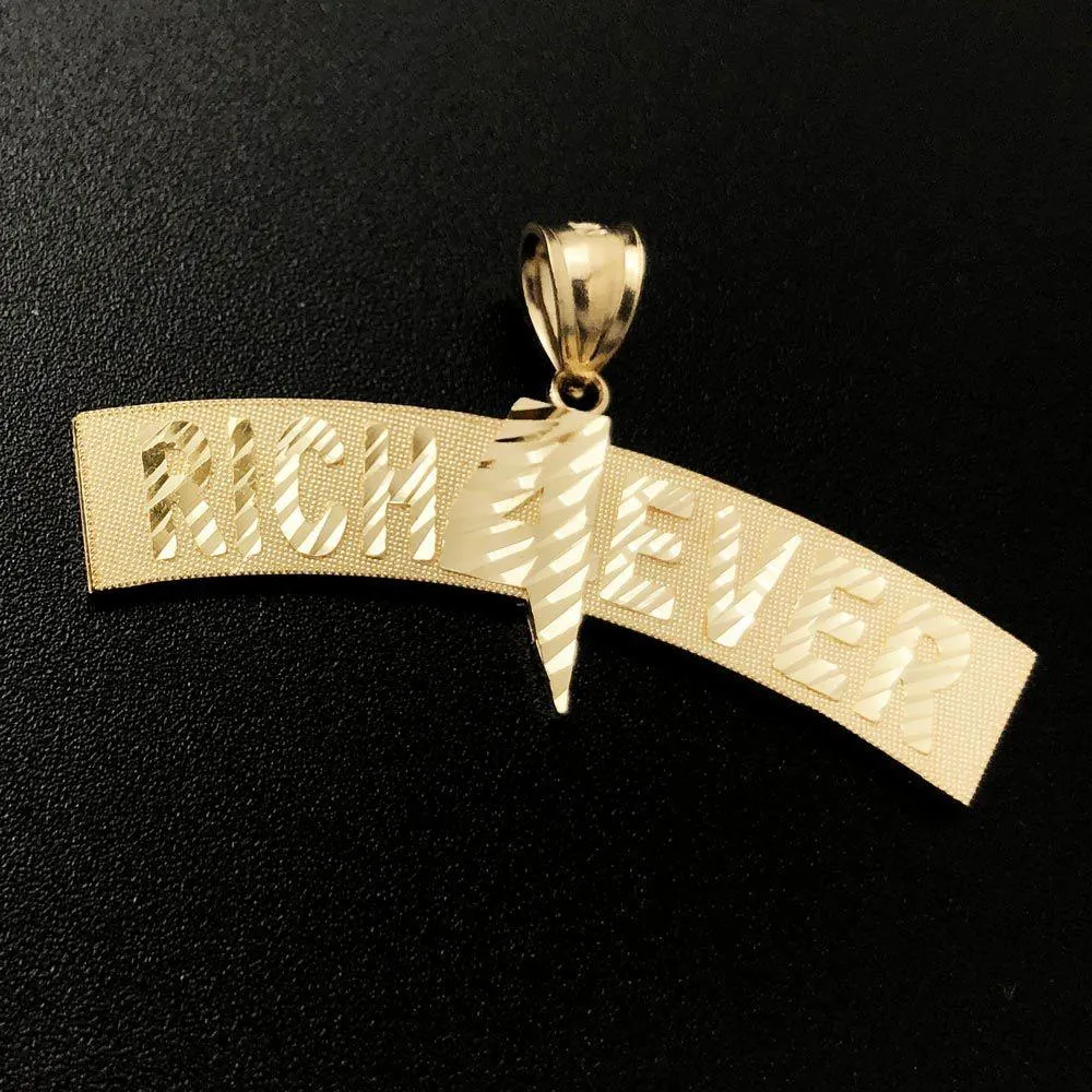 Rich 4 Ever Bar DC 10K Yellow Gold Pendant