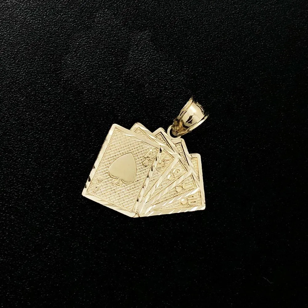 Royal Flush Small DC 10K Yellow Gold Pendant