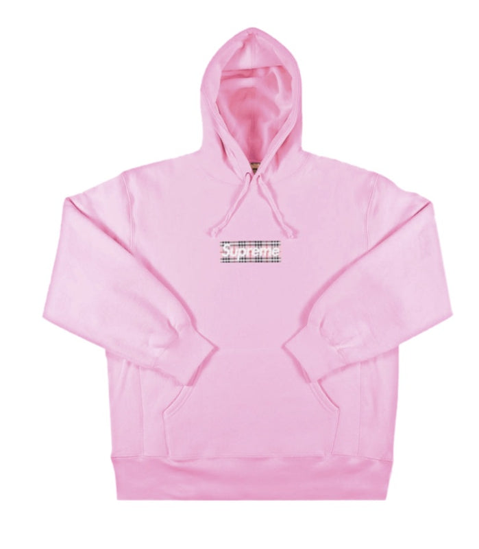 Supreme Burberry Box Logo Hooded Sweatshirt Light Pink