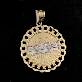 The Last Supper Cuban Link Circle DC 10K Yellow Gold Pendant