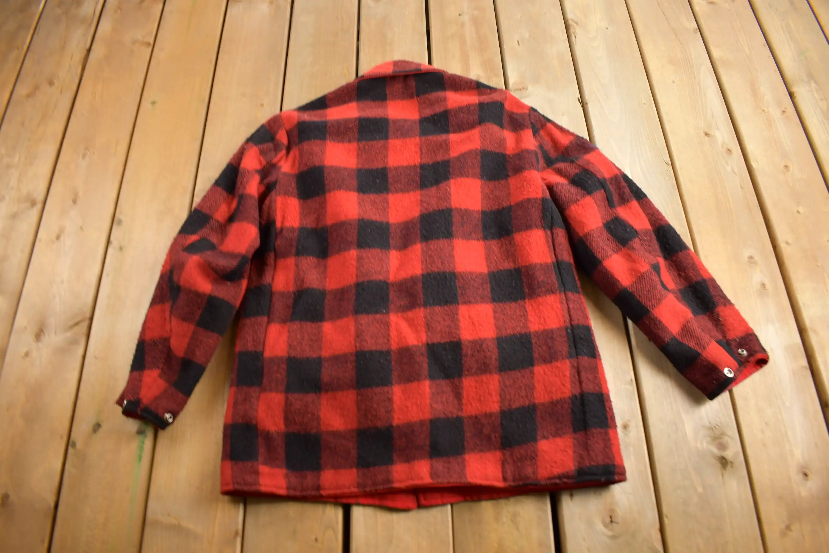 Vintage 1960s 100% Wool Reversible Buffalo Plaid Jacket / Wool Jacket  / Vintage Jacket / Outdoorsman / Hunting Jacket / True Vi