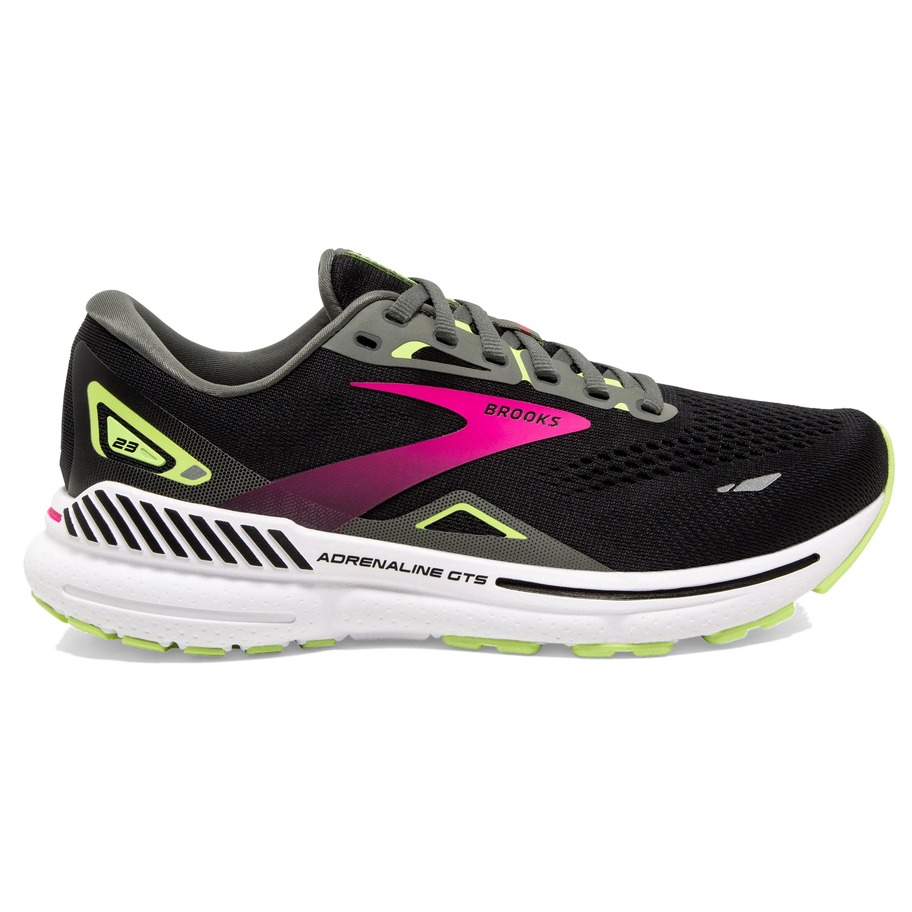 Women's Brooks Adrenaline GTS 23 1203811B037 Color: Black/Gunmetal/Sharp Green