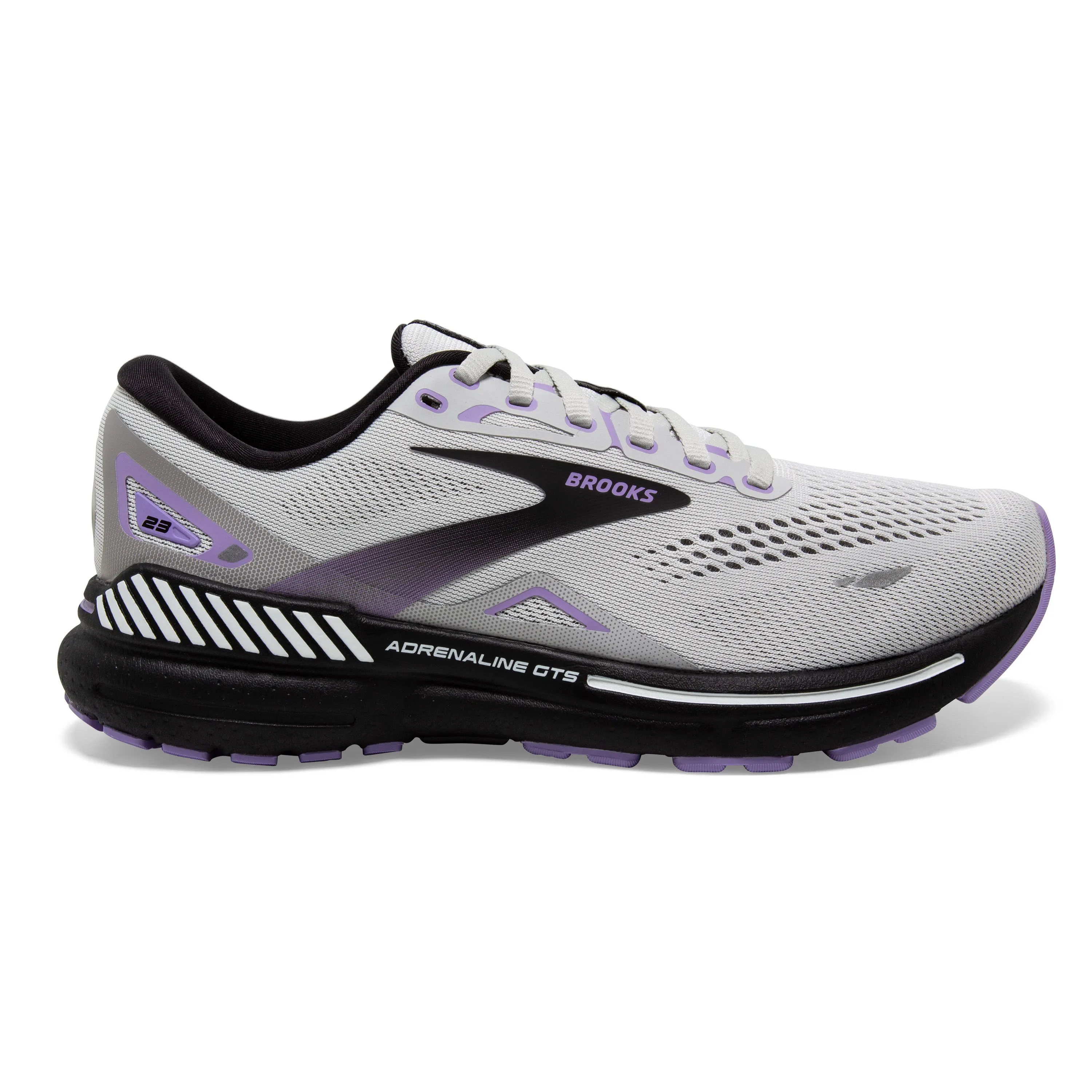 Women's Brooks Adrenaline GTS 23 1203811B039 Color: Grey/Black/Purple