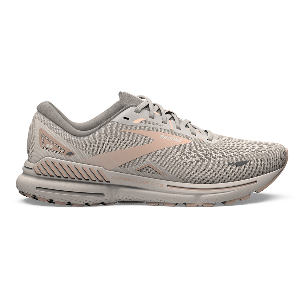 Women's Brooks Adrenaline GTS 23, Crystal Grey/Villa/White, 5.5 B Medium