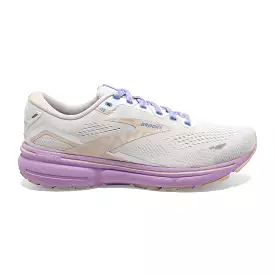 Women's Brooks Ghost 15, White/Parchment/Lavendula, 12 D Wide