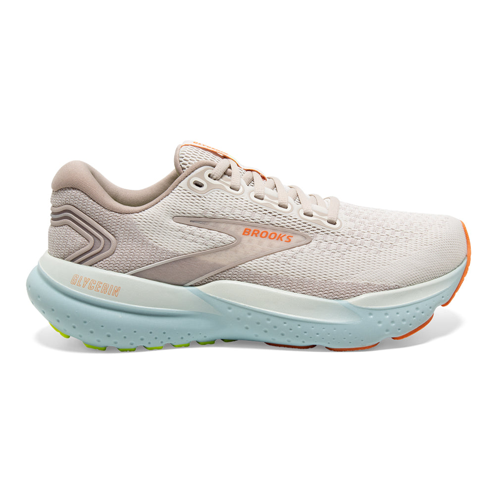 Women's Brooks Glycerin 21, Coconut/Aqua/Autumn Sunset, 10 B Medium