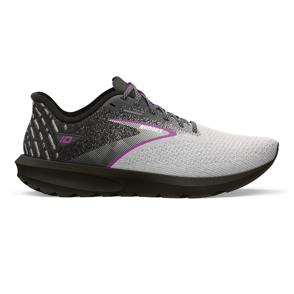 Women's Brooks Launch 10, Black/White/Violet, 6.5 B Medium