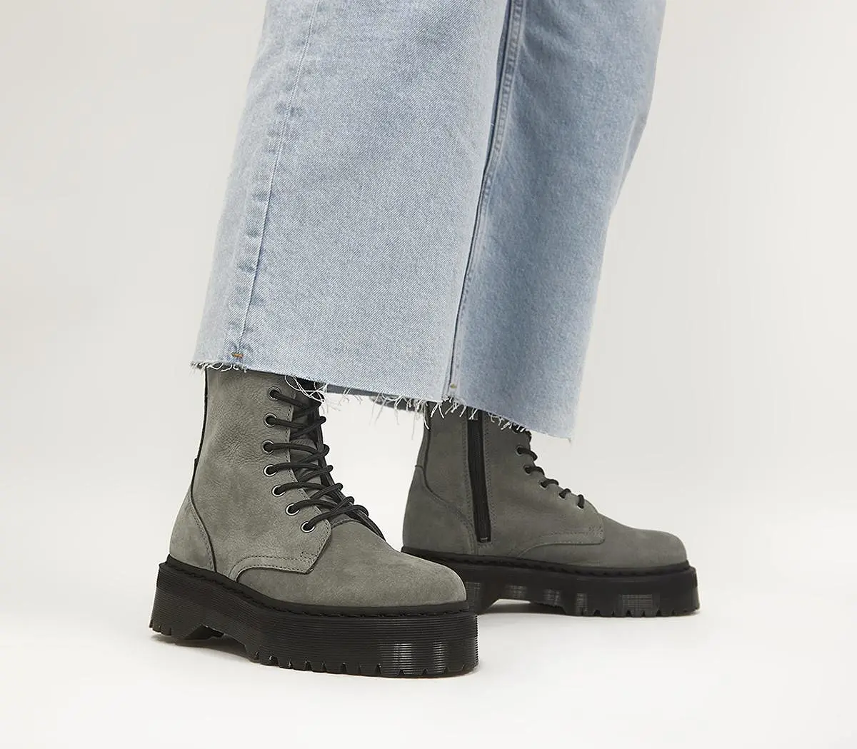 Womens Dr. Martens Jadon 8 Eye Boots Nickel Grey