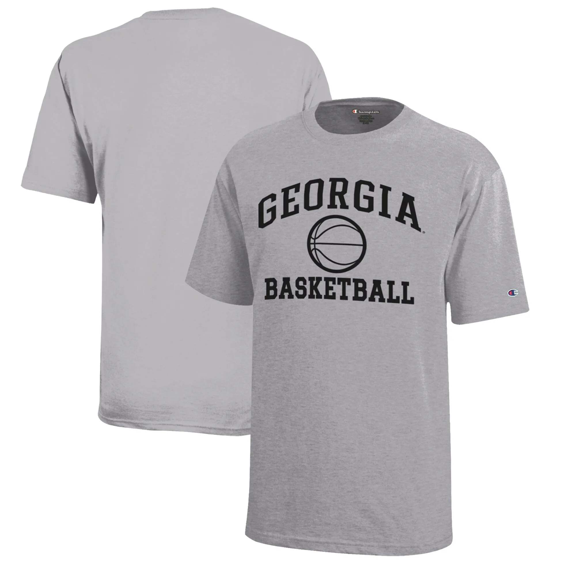 Youth Champion  Gray Georgia Bulldogs Icon Logo Basketball T-Shirt