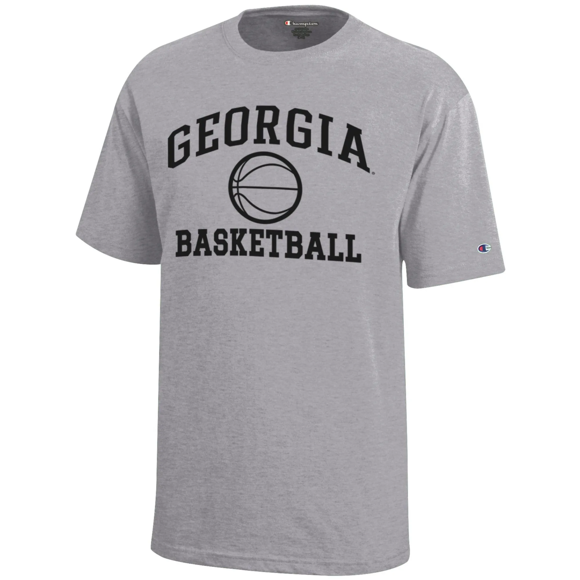 Youth Champion  Gray Georgia Bulldogs Icon Logo Basketball T-Shirt